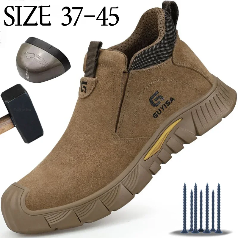 Steel Toe Safety Boots Men Work Shoes Puncture-Proof Welder Work Boots Men Safety Shoes Footwear Protective Indestructible Boots