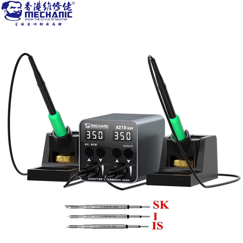 

MECHANIC A210 MAX Smart Desktop Soldering Station 100W with Double Handle Base LED Large Display Suitable for C210 Soldering Tip