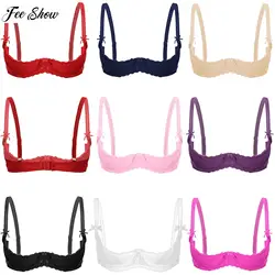 Womens 1/2 Cups Push Up Underwire Lace Bra Tops Lingerie Nightwear Adjustable Strap Sponge Padded Brassiere Underwear