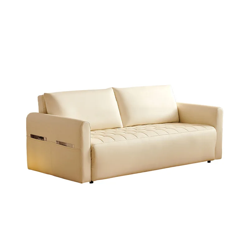 

French cream marshmallow sofa, modern simple folding small apartment living room double retractable sofa bed
