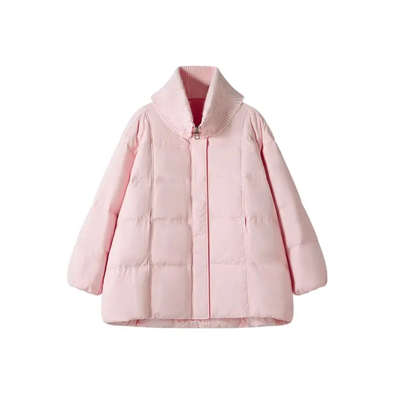 Winter Neue Damen Daunenjacke Lose Pendler Gestrickte Spleißen Daunenjacke