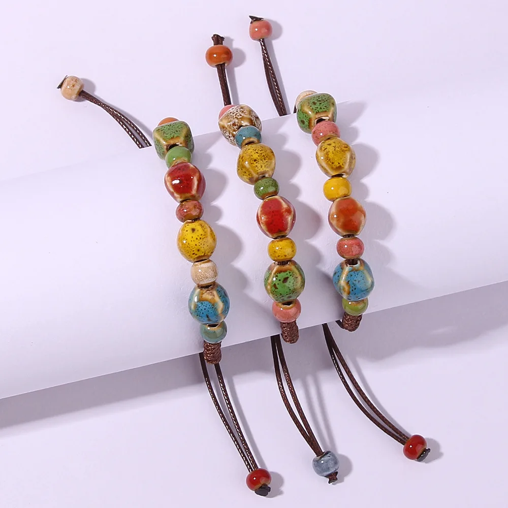 Original Women\'s Bracelets Weaving Hand-Made Ceramic Colorful Porcelain Beads Ladies Bracelet For Female gifts Fashion Trend