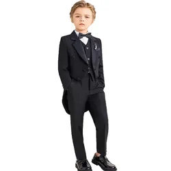 Ragazzi nero 007 pianoforte fotografia vestito bambini festa cerimonia Costume bambini compleanno matrimonio Prom Eve Performance smoking Dress