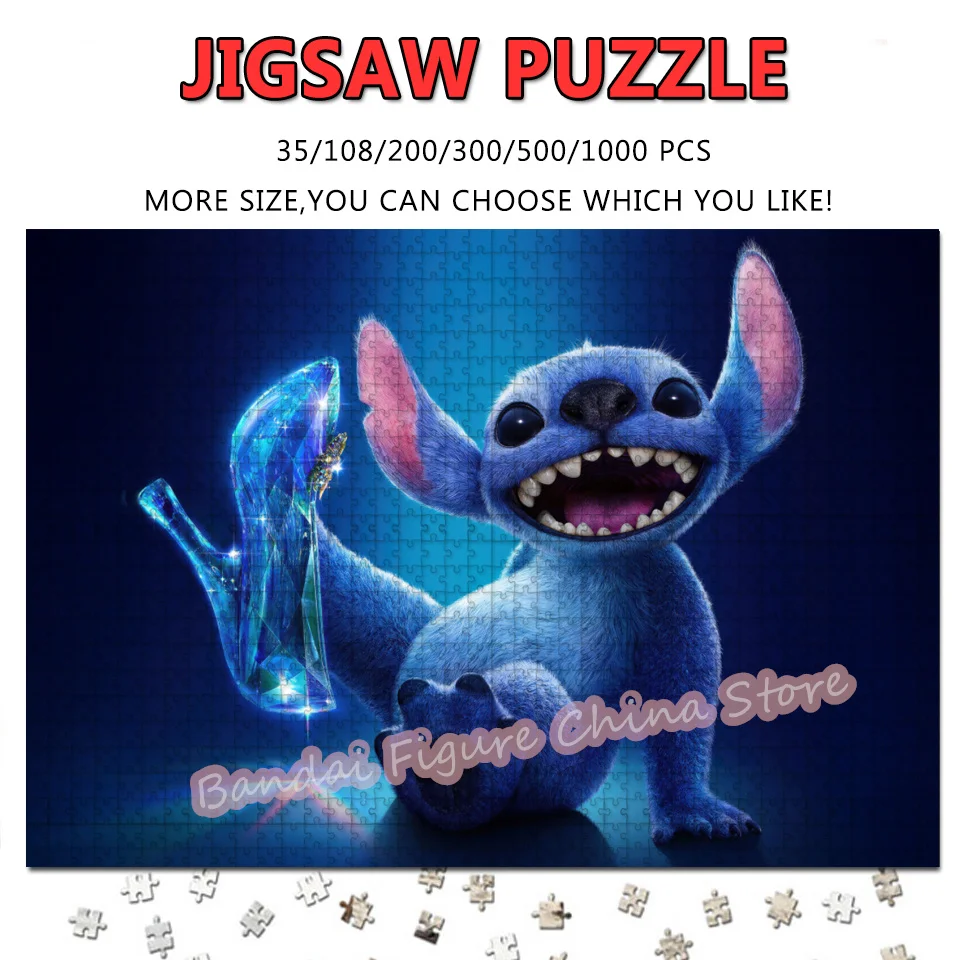 

Disney Cartoon Movies Print Puzzle Lilo and Stitch 108/200/300/500/1000 Pieces Puzzles Family Decompress Educational Toys Gifts