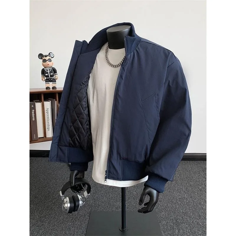 معطف Bla ort Flight Jaet American Sle للرجال للخريف والشتاء من القطن بياقة واقفة غير منتفخة