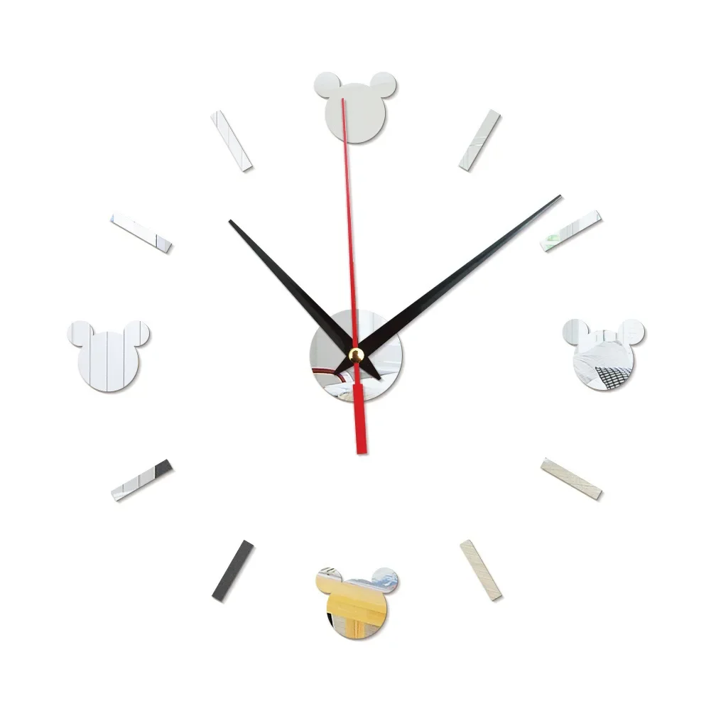 Reloj De Pared Mirror Living Room Wall Clock 3D Mute Cartoon DIY Mickey Acrylic Wall Sticker Clocks Decoration Dining Decor - view 3