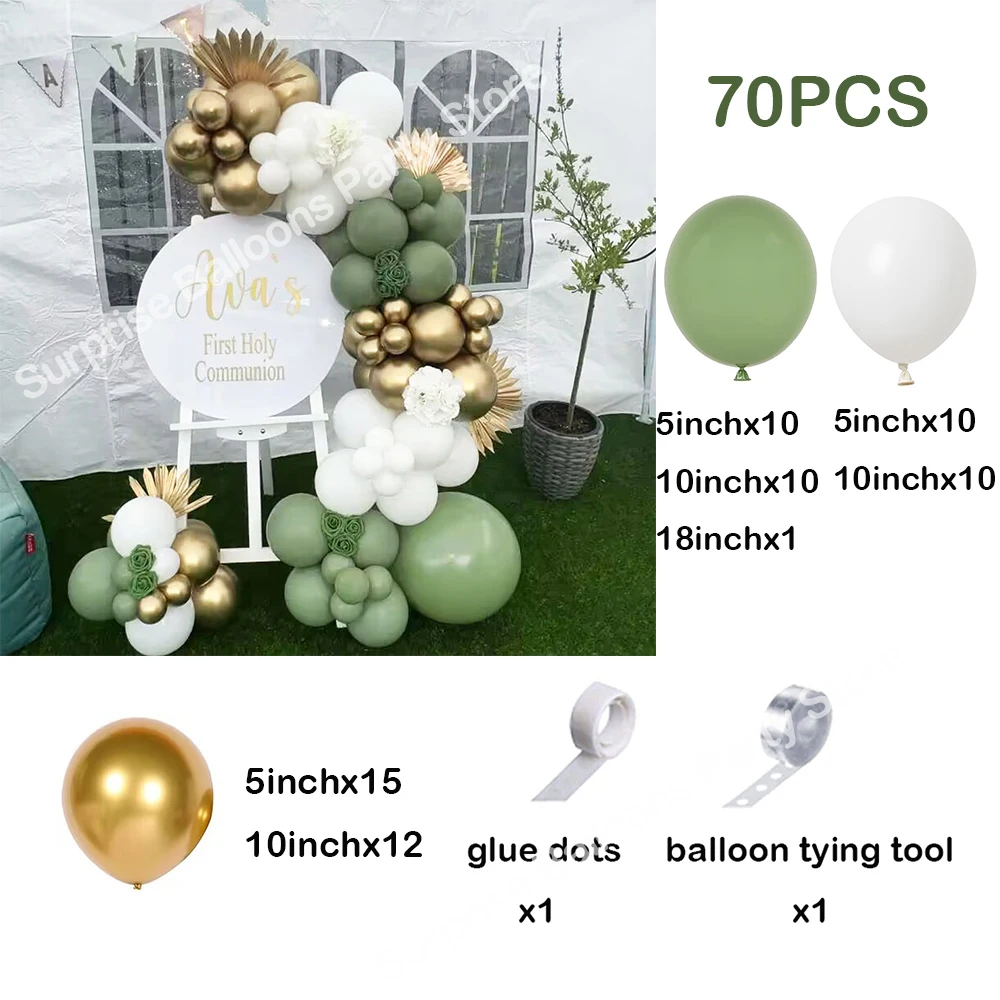 Retro Avocado Green Balloons Arch Kit Baby Shower Decor White Gold Balloon Garland Birthday Party Decoration Latex Helium Globos