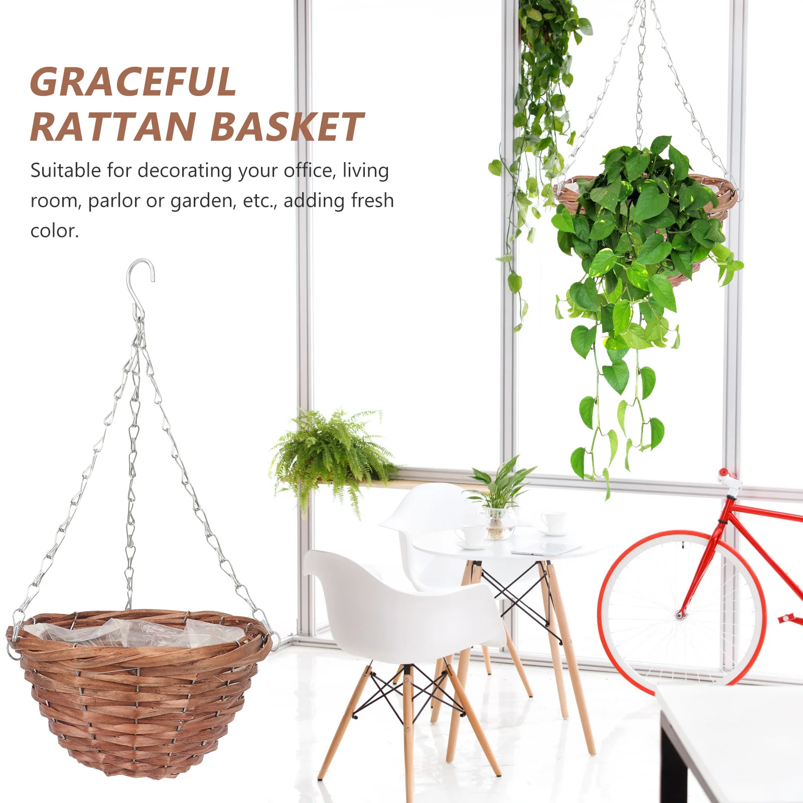 

Planters for Indoor Plants Hanging Basket Flower Pot Baskets Chain Flowerpot Coat Hanger Outdoor