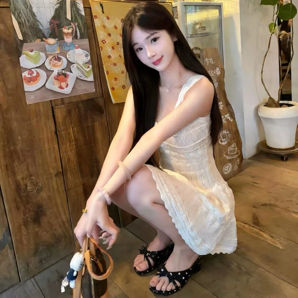 2026 New Handmade Sheepskin High Heel Sandals Women Minimal Bow Polka Dot Heart Pattern Retro Niche Design Elegant Summer Open