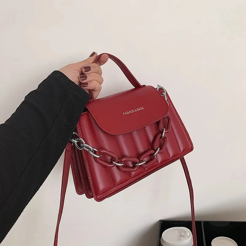 Luxury Chains Crossboday Bag for Women PU Leather Shoulder Messenger Bags New Casual Top-handle Bag Brands Handbags sac