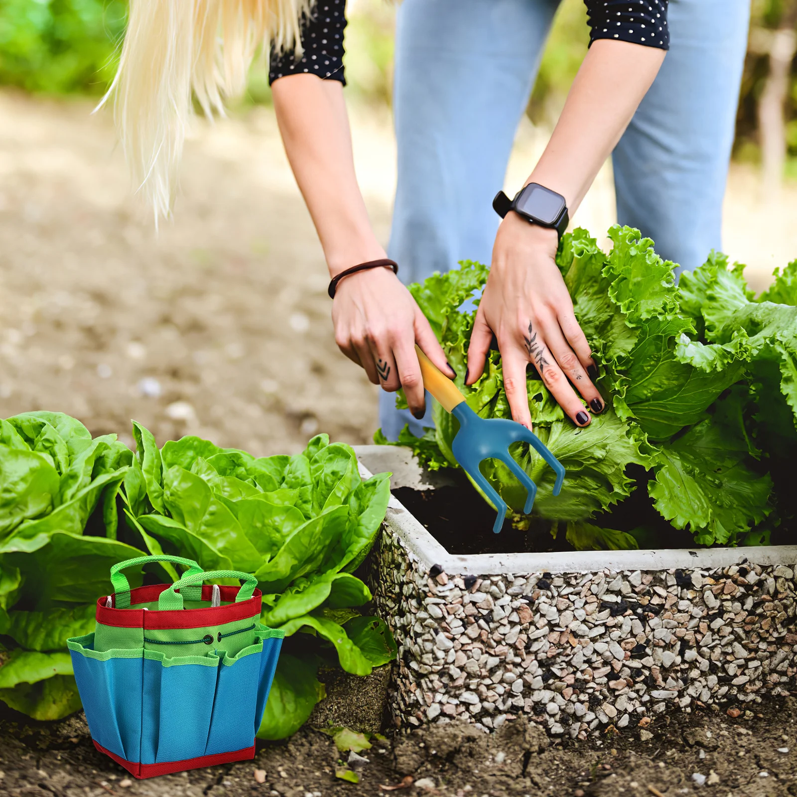 

1Set Kids Gardening Tools Set Durable Safe Rounded Outdoor Kids Garden Tools Tote Bag Toddler Watering Can