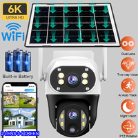 Solar Camera Wifi Outdoor Dual Lens Three Screen 6K 12MP Battery Home Surveillance Cameras Night Vision PTZ V380 Pro App Control
