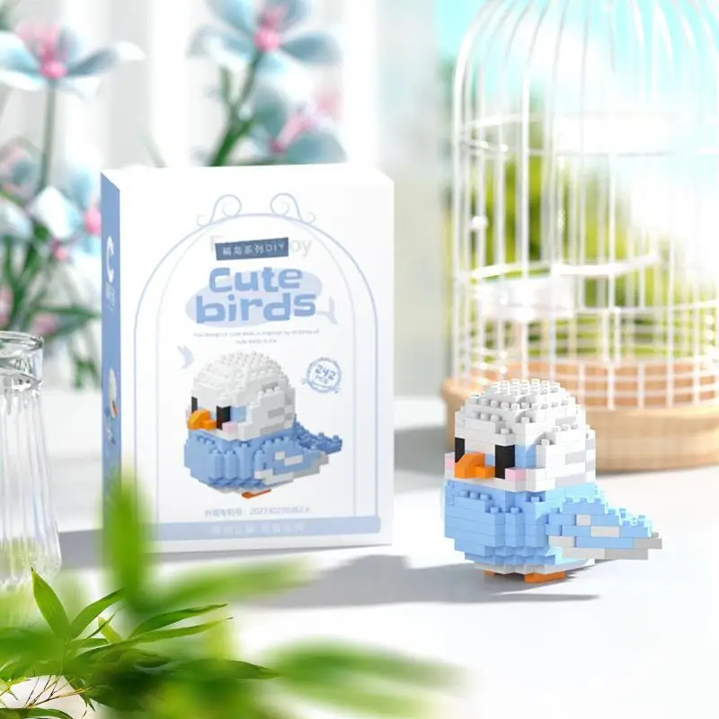 Cute Bird Building Blocks Brinquedos para Meninos e Meninas, Conjunto de Construção Educacional Criativa, Pequeno e Kawaii, Adequado para Decorar