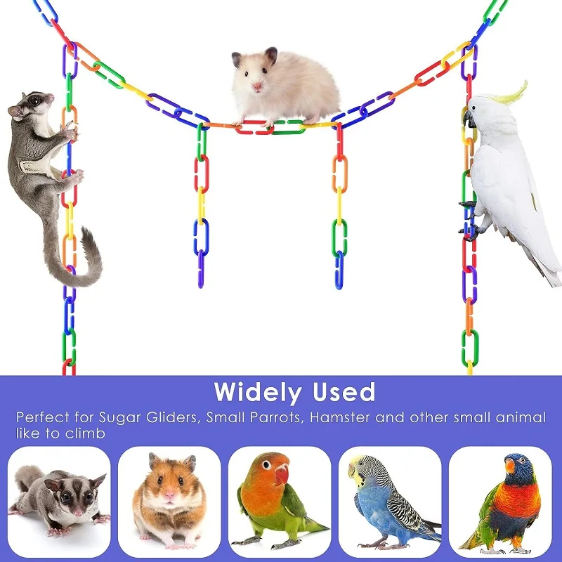 100 Pcs Rainbow C-Clips Plastic Chain Links, Bird Swing & Climbing Chain Cage Toy Clips & Hooks, Suitable for Sugar Glider, Rat