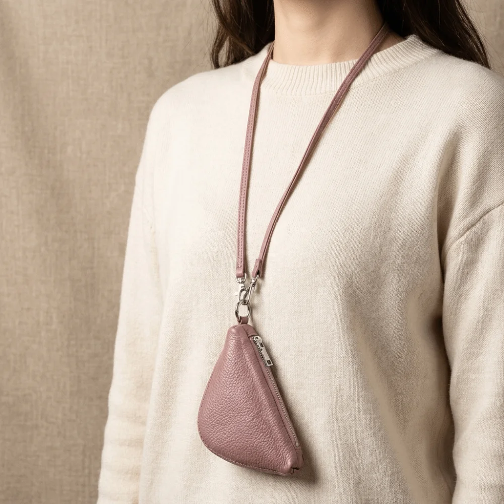 Cute Genuine Leather Hanging Neck Coin Purse Lipstick Key Storage Purse Earphone Bag Mini Bag Pendant Crossbody Bag Travel