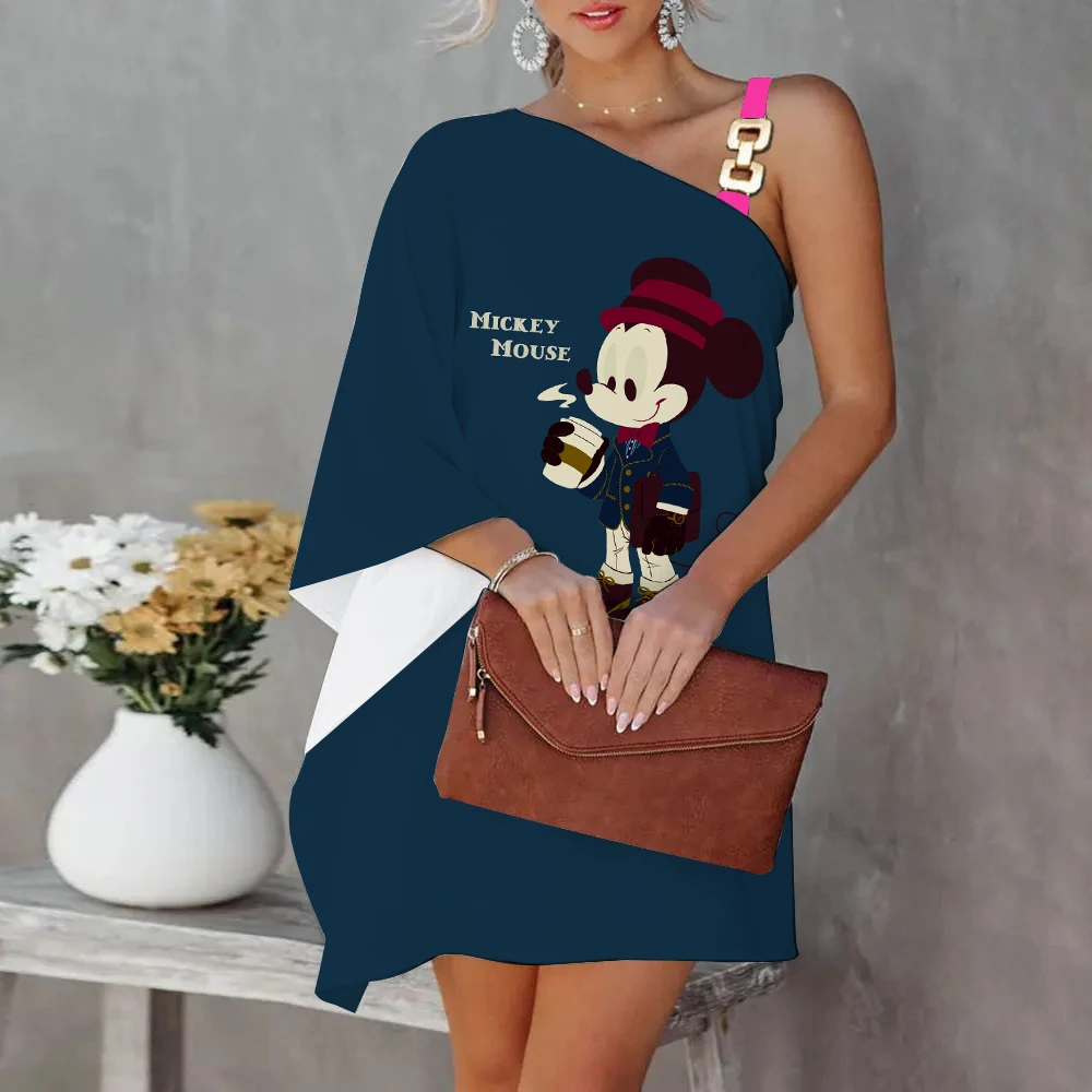 

Mickey Disney Mini Dress Evening Dresses Luxury Party Dress Diagonal Collar Summer Dresses Woman 2022 Offer One-Shoulder Collar