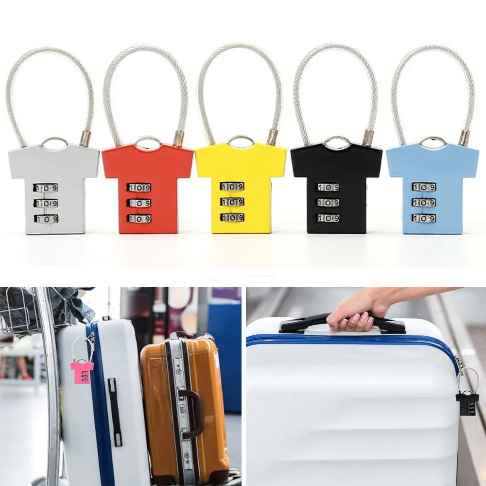 3 Digit Aluminum Alloy Password Lock Steel Wire Security Lock Suitcase Luggage Coded Lock Cupboard Cabinet Locker Padlock