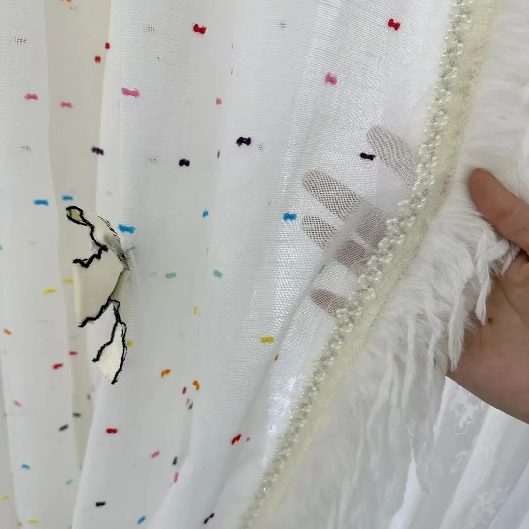 Rainbow Embroidered Window Screen Curtains for Bedroom Living Room Balcony French Window Partition Curtain Customized Finished