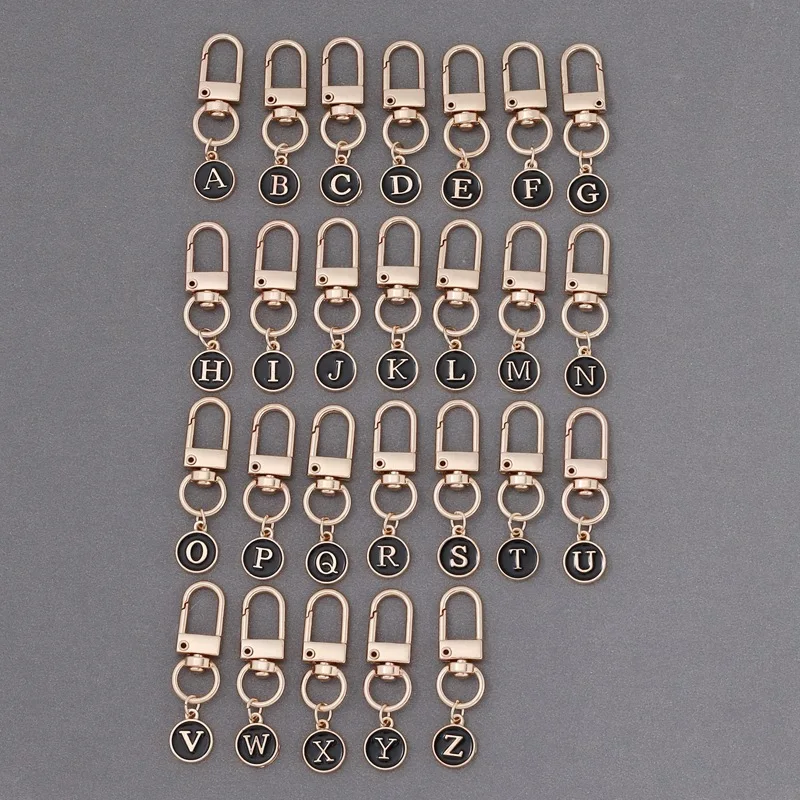 1PC Fashion DIY A-Z Letter A To Z Keychain Charms 26  Alphabet Initials Key Chain Ring Pendant Metal Holder Bag Accessories Gift