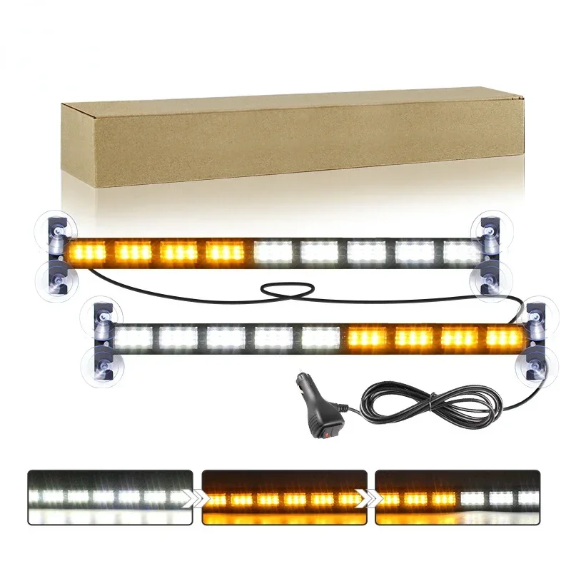 12-24V Multi-function LED Bar Light Car 1-in-2 Color-changing Warning Light 108W