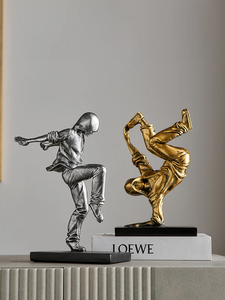 

Home Decor Statuette Abstract Art Golden Figure Ornament Resin Living Room Study Office Desktop Figurine Decoration Customized