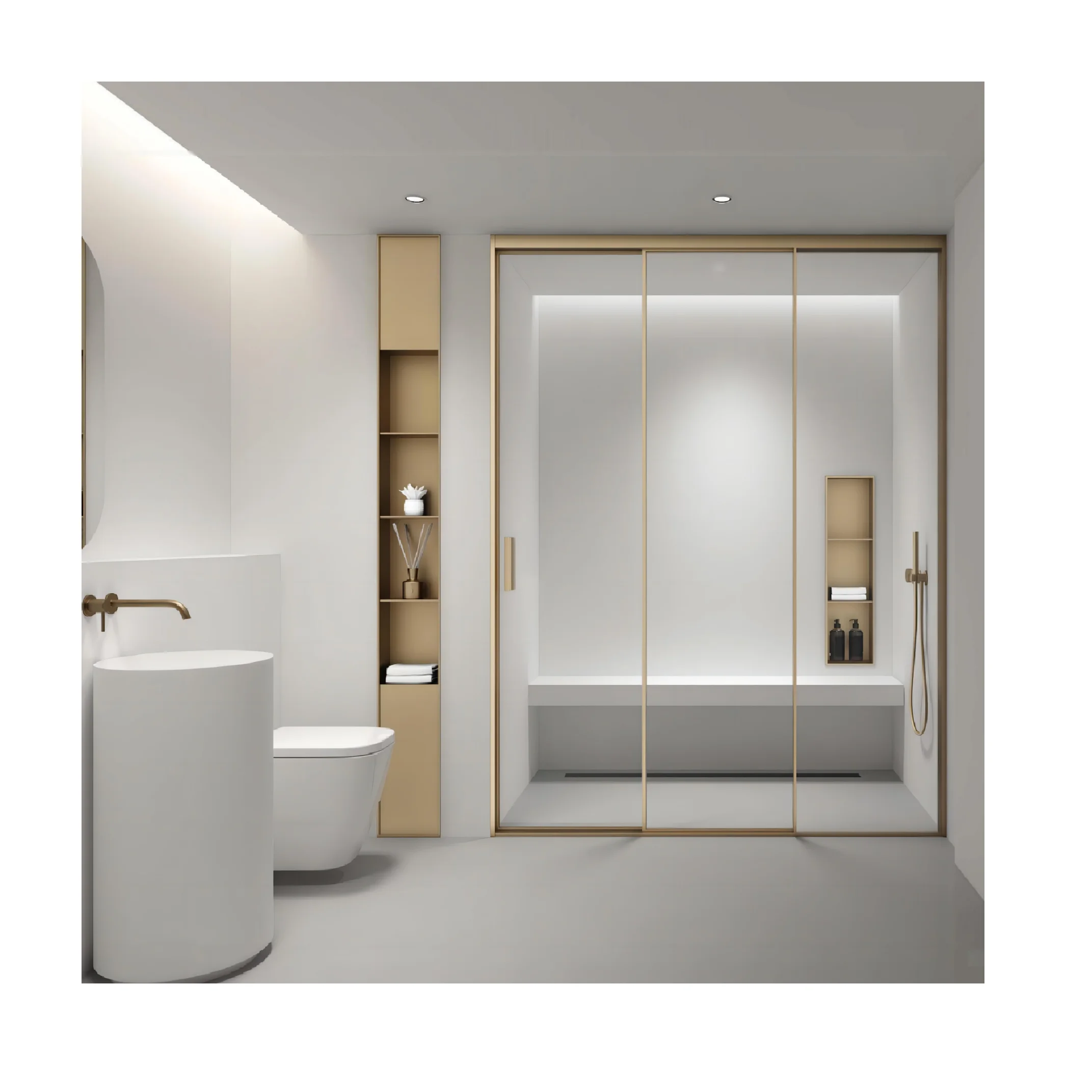

Modern Shower Door Shower Cubicle Tempered Glass Double Sliding Waterproof Finish for Hotels Villas
