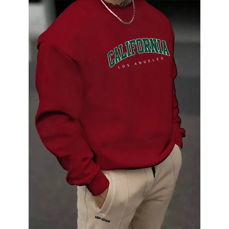 سترة بقلنسوة برقبة دائرية بحروف كاليفورنيا للجنسين من العلامة التجارية العصرية لعام 2025 لفصل الربيع والخريف، بلوزة فضفاضة وغير رسمية متعددة الاستخدامات