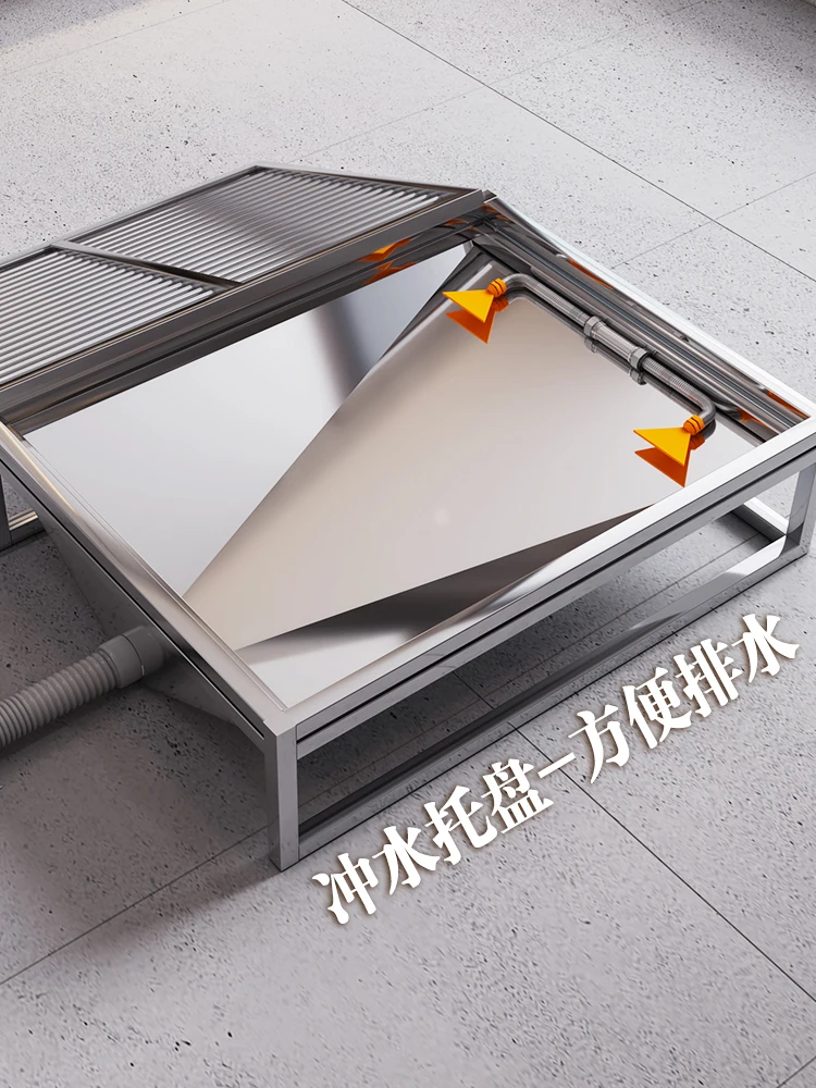 Stainless Steel Cat Pet Dog Flush Toilet with Side or Middle Outlet Water Funnel Tray and Sewer Line for Potty Training