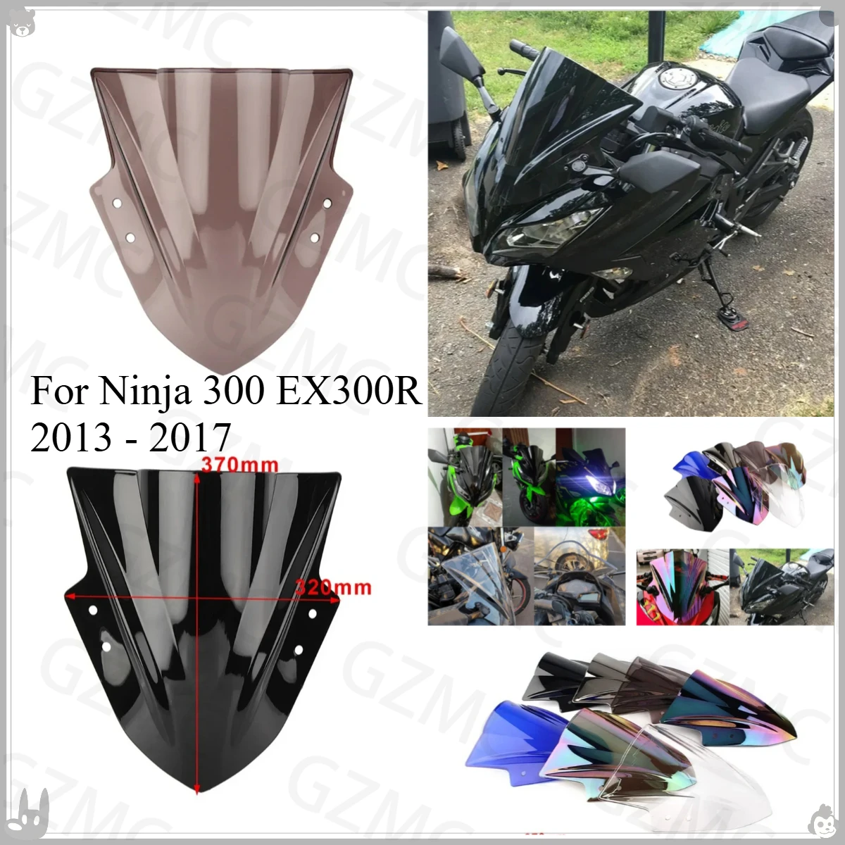 EX 300R Screen Wind Deflector For Kawasaki Ninja 300 EX300R 2013 - 2017 WindScreen Double Bubble Windshield Deflector Protector