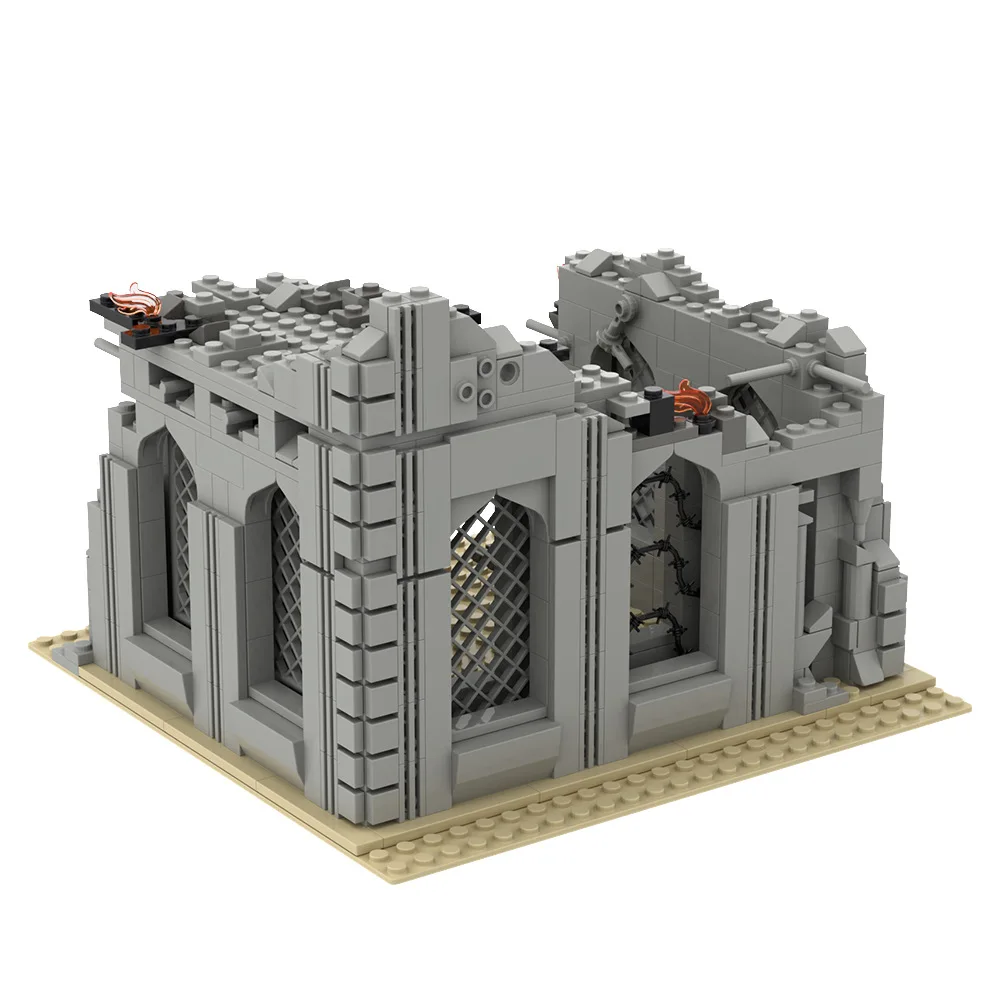 MOC Military Ruins Bricks Toys Abandoned House Protective Network Barracks Building Blocks Compatible With LEGO