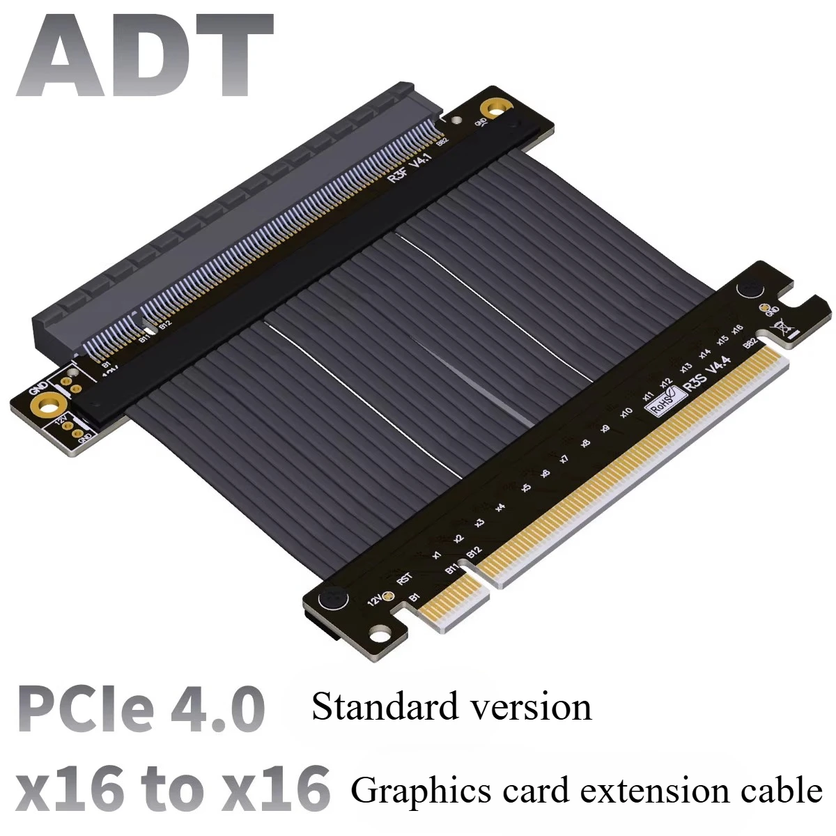 

ADT PCIE 4.0 graphics card extension cable x16, suitable for ATX computer case graphics card 90-degree flexible flat cable