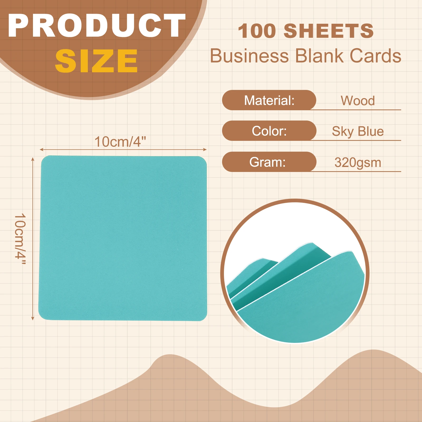 100/200Pc 10x10cm Large Blank Cardboard Message Card 320GSM Square Thick Square Note Card Stock for Word Message DIY Flash Study