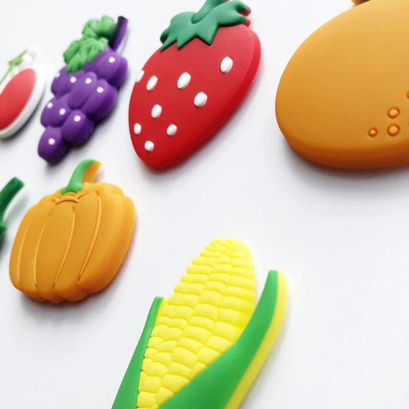 Dropshipping Cute PVC Fruit Refrigerator Magnet Sticker Kids Education Cartoon Vegetable Fridge Magnet Whiteboard Magnetic Stick