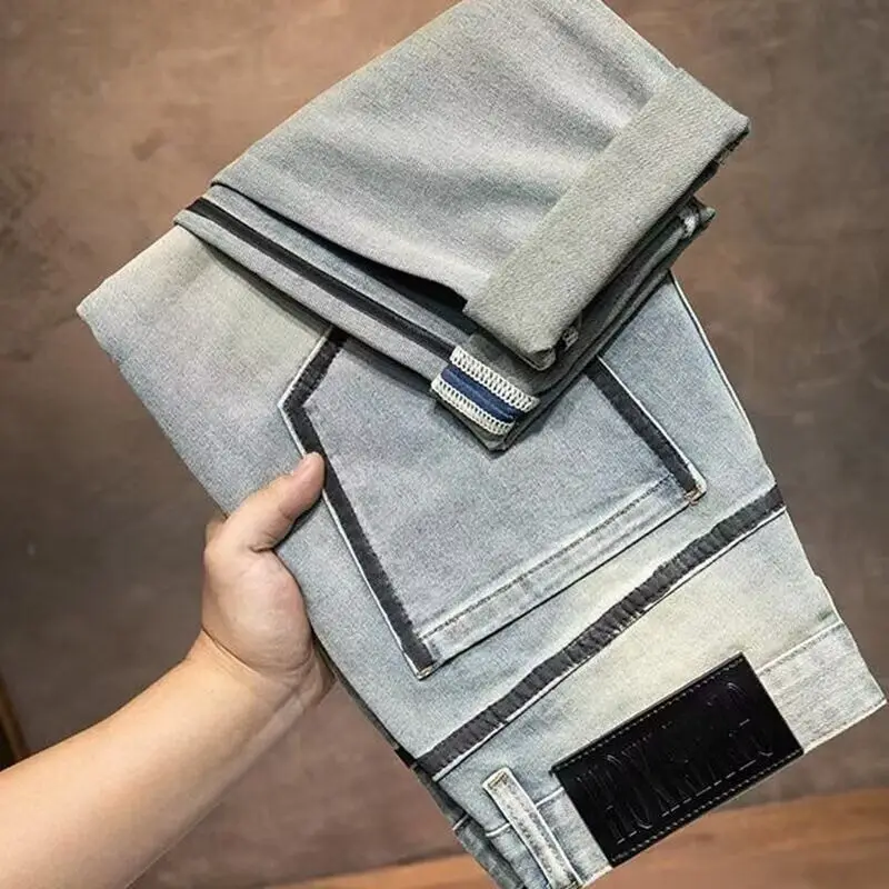 

High-end 2026 Luxury Man Clothes Men's Summer 2025 New Jeans Light Blue High-end Light Luxury Casual Pants Designer Jeans Man