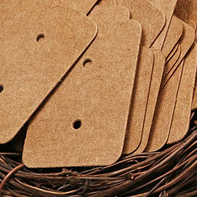 100PCS Small Blank Kraft Paper Ear Studs Earring Display Cards Price Label Tag Jewelry Cards Holder, 3.5 X 2.5Cm