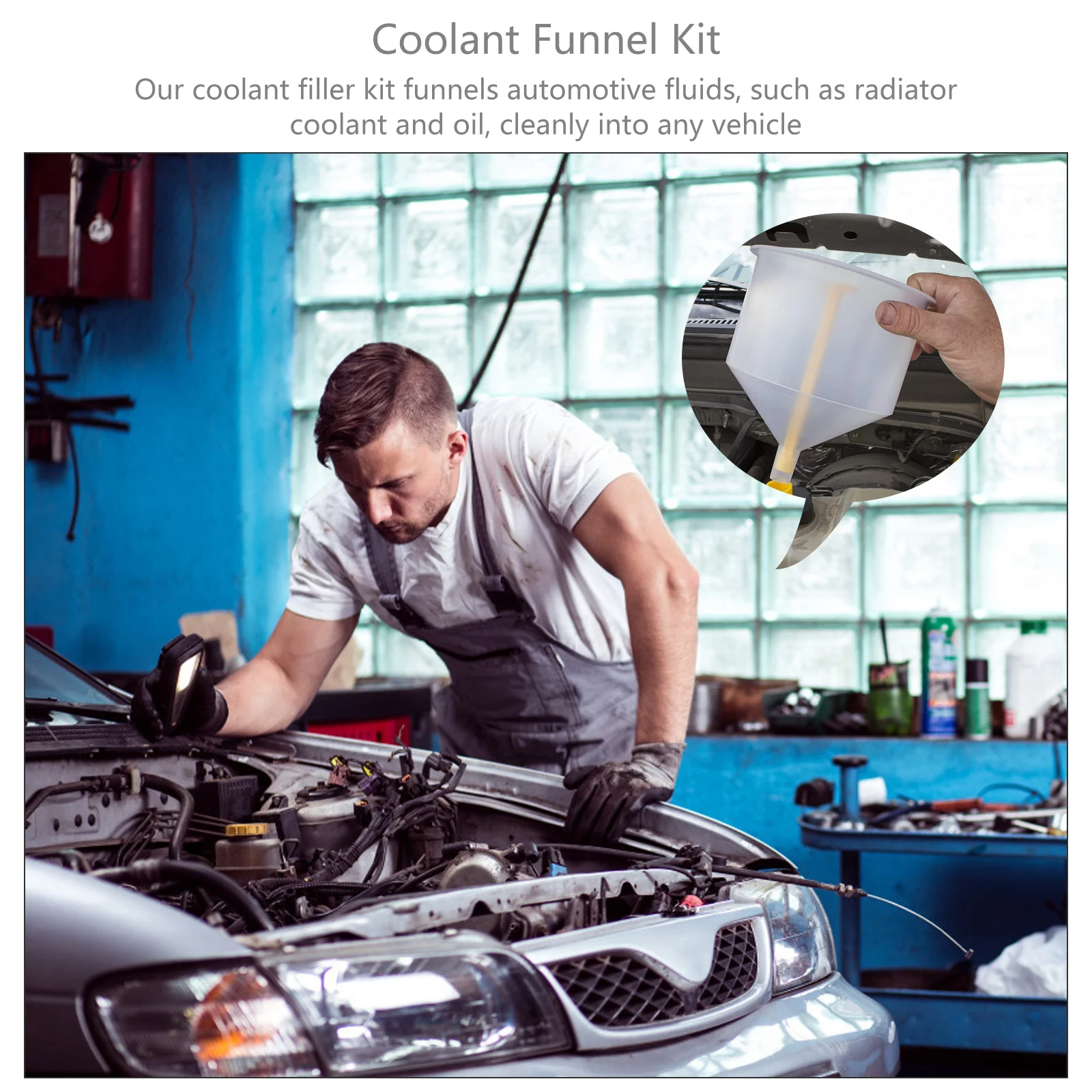 

Coolant Funnel Kit with Spill Proof Design Auto Radiator Filling Tool Cooling System Bleeder Car Maintenance Supplies Oil Flush