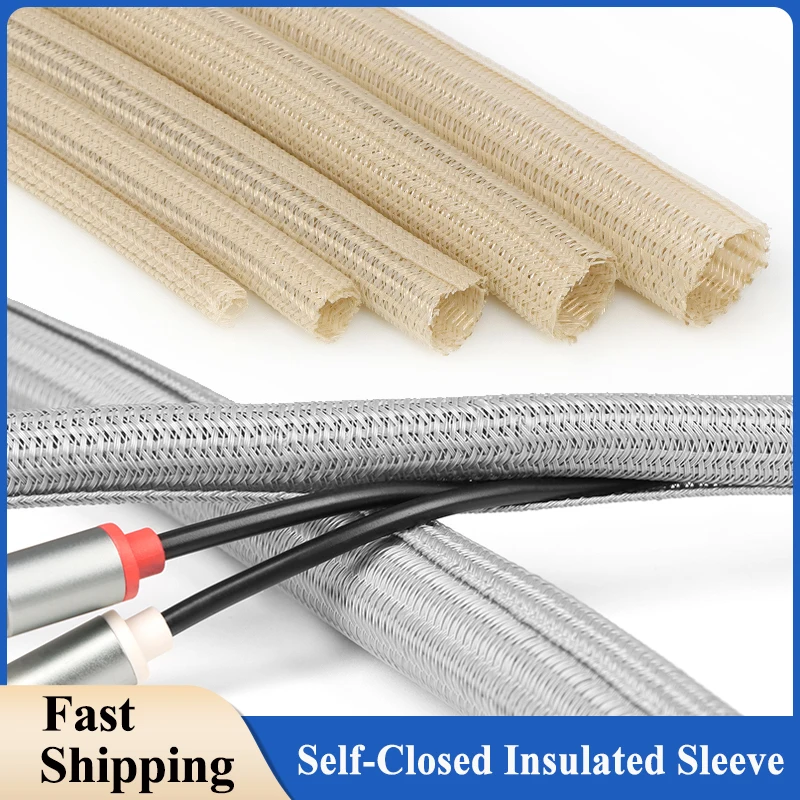 1 - 20m Self-Closed Insulated Sleeve 3/5/8/10/13/16/19/25/32/50mm PET Braided Usb Wire Power Line Protection Split Cable Sleeve