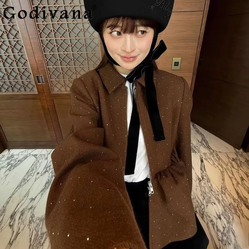 

Spring New Japanese Fashion Sweet Cardigan Jacket Women's Loose Flower Hem Cute Turndown Collar Coats Casual Long Sleeve Top