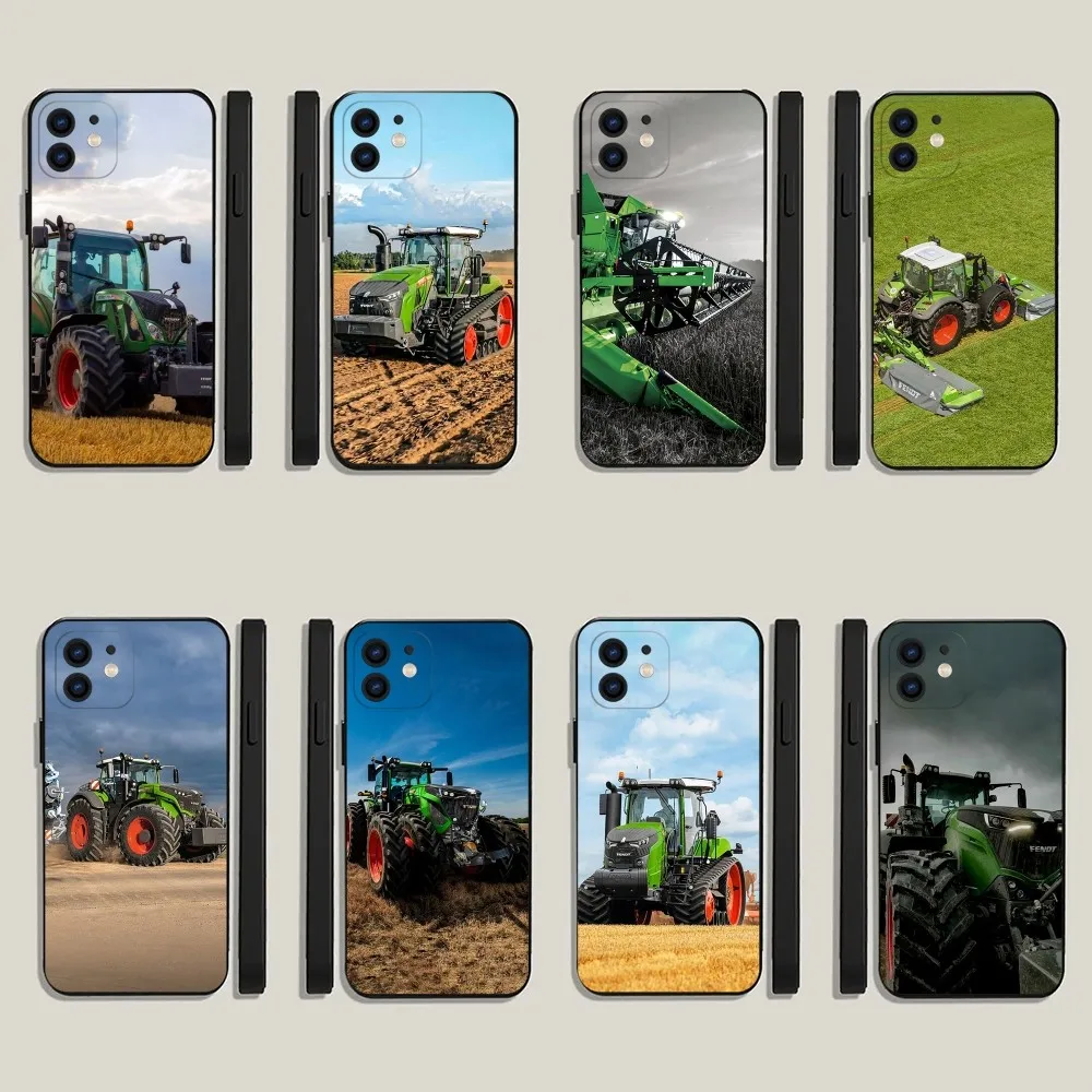 TOPLBPCS F-fendt tractor Phone Case For iPhone 15,14,13,12,11,Plus,Pro Max,XS,X,XR,SE,Mini,8,7 Soft Silicone Black Cover