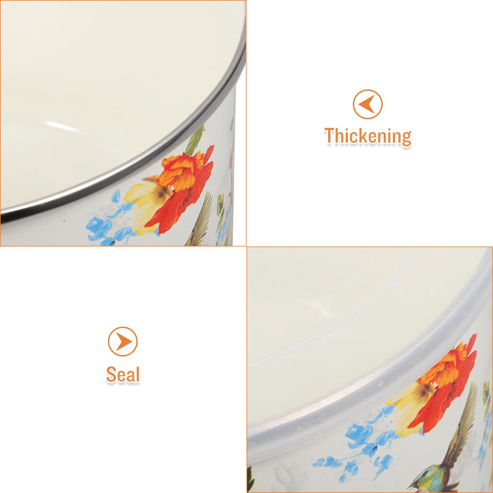 

5Pcs Enamel Fresh Keeping Bowls with Lids Multipurpose Food Storage Containers for Soup Salad Rice Noodles Kitchen Supplies