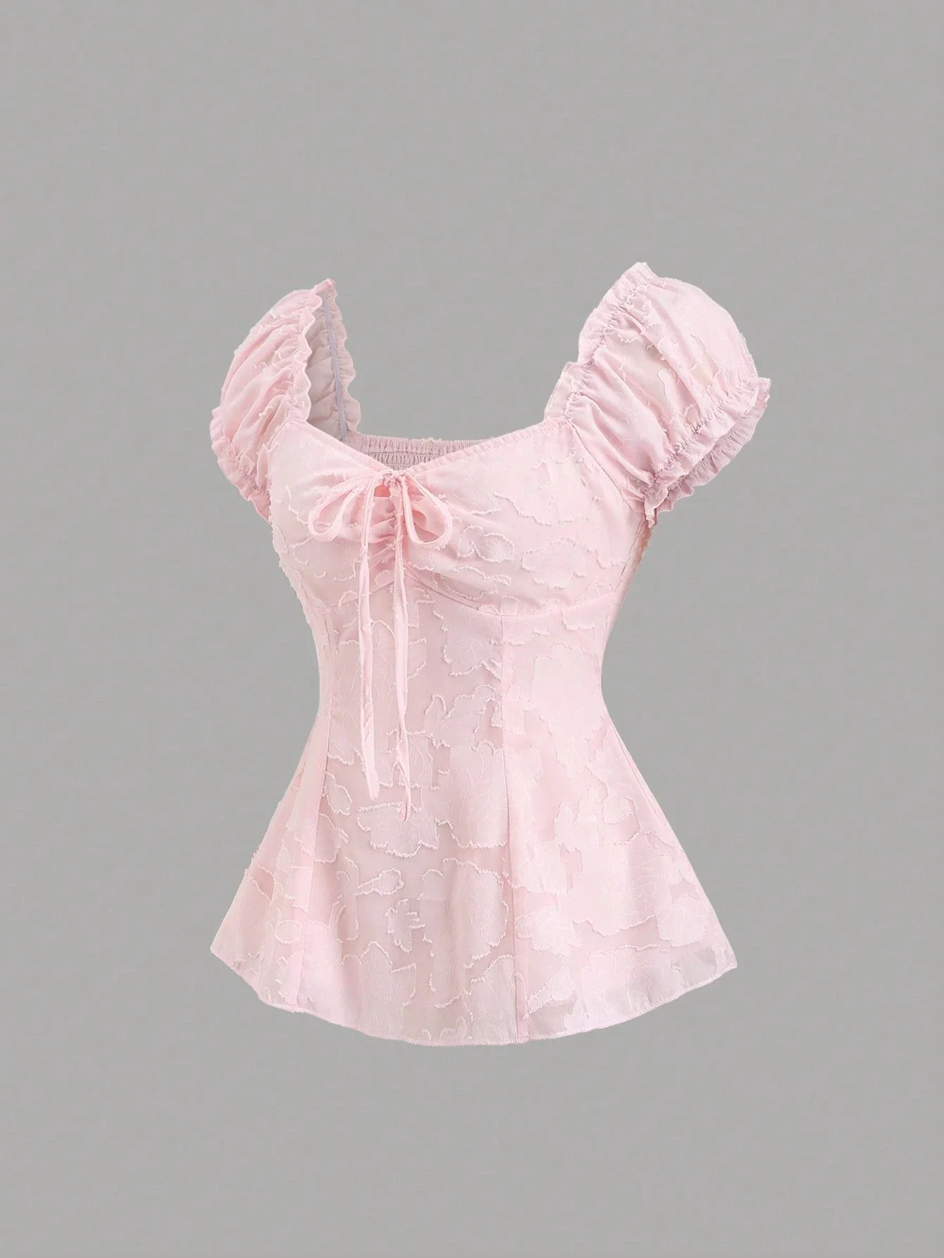 

Элегантная шифоновая блузка с цветочной вышивкой, бантом и пышными рукавами, летний топ для женщин