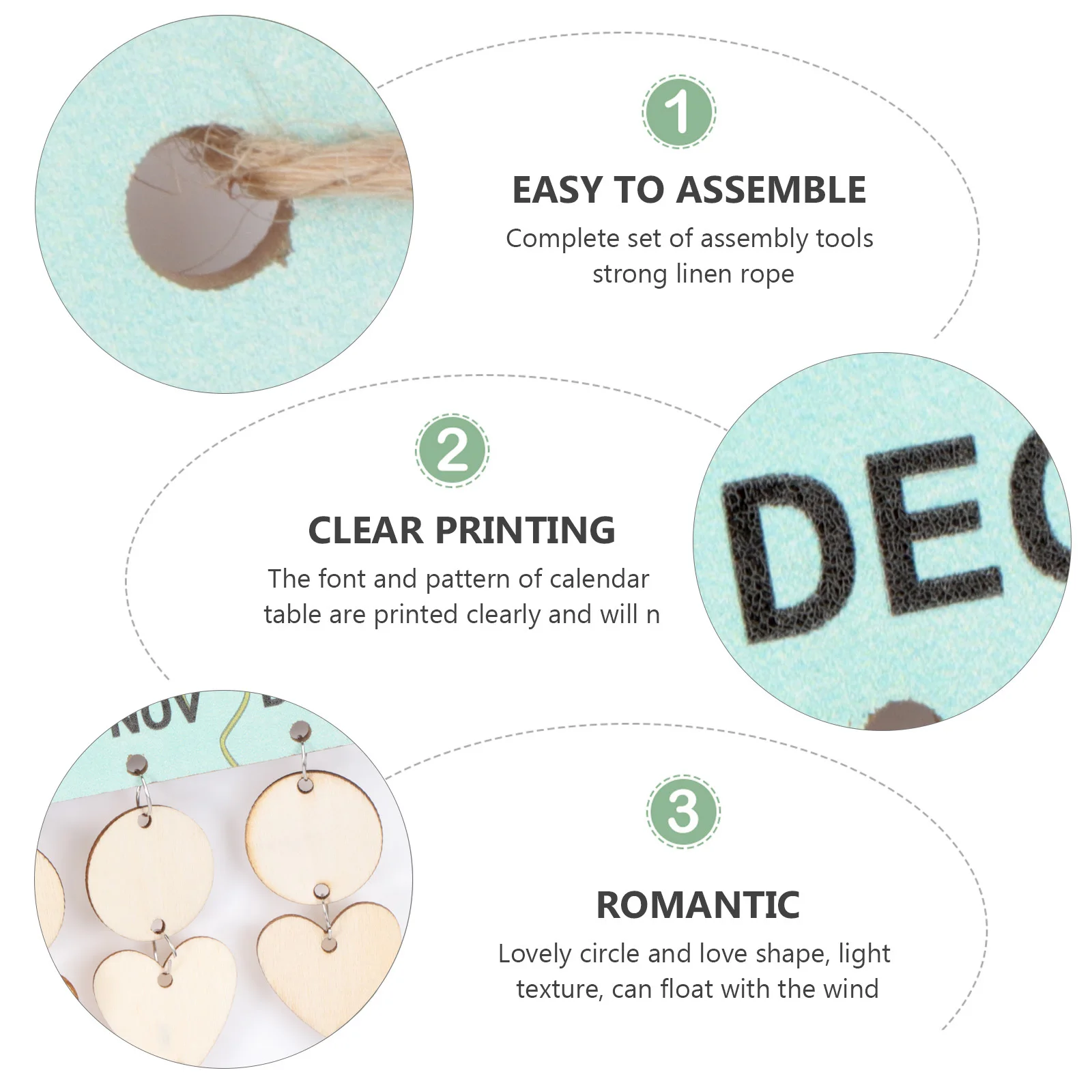 

1Set Wooden Calendar Birthday Reminder Anniversary DIY 50 Round Heart Wood Discs Family Home Wall Decoration Wooden Calendar