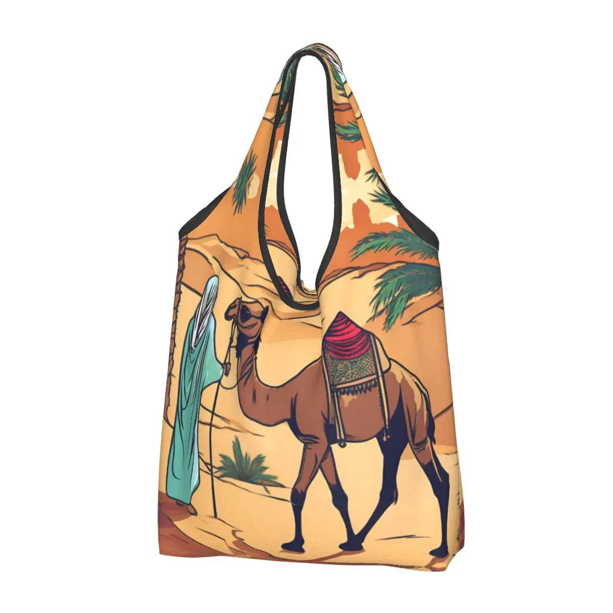 Namade With Camel Portable Tote Shopping Bags Reusable Shopper Bag Grocery Handbag Shoulder Bag