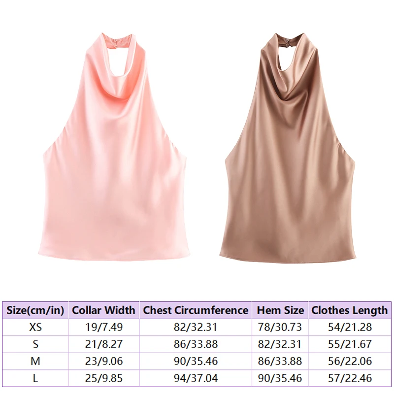 

Chic Satin Backless Women Halter Tops Elegant Sleeveless Slim Vest 2025 Fashion Summer New Party Waistcoat Women's Clothing New