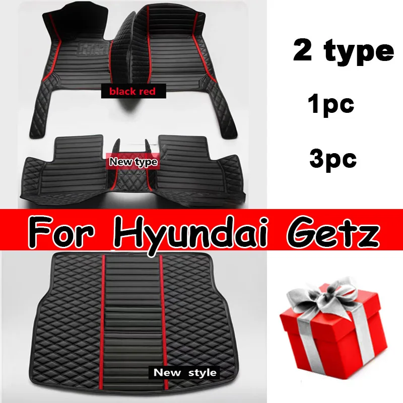 

Car Floor Mats For Hyundai Getz Prime Click Inokom TB 2002~2011 Rugs Luxury Mat Protective Pad Leather Carpets Car Accessories