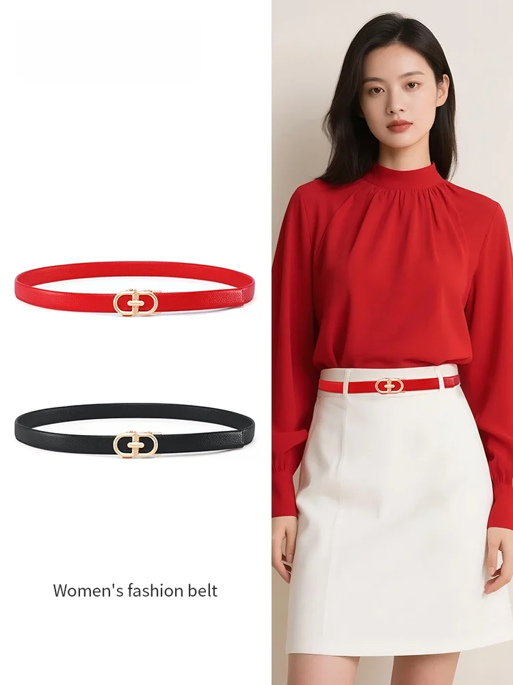 ファッショナブルな純牛革ベルト-女性用-オートマチックバックル-ウエストベルト-セプトウルブズユース製-滑らかな表面