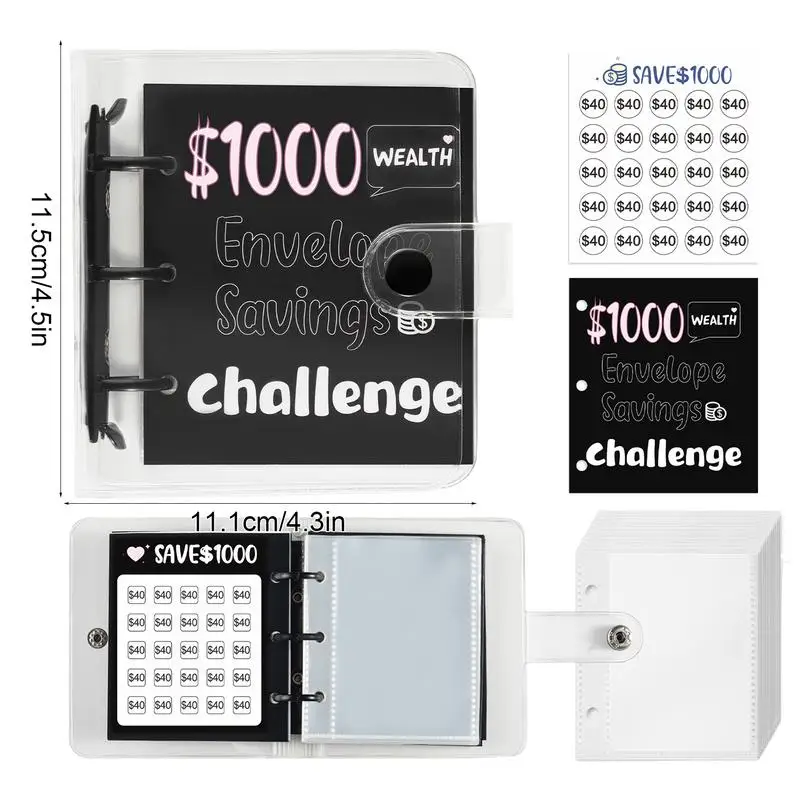 Money Saving Challenge Binder 25 ซอง Money Saving Challenge Book สนุกและง่ายดาย 1000 Cash Saving Planner ใบเสร็จรับเงินและ