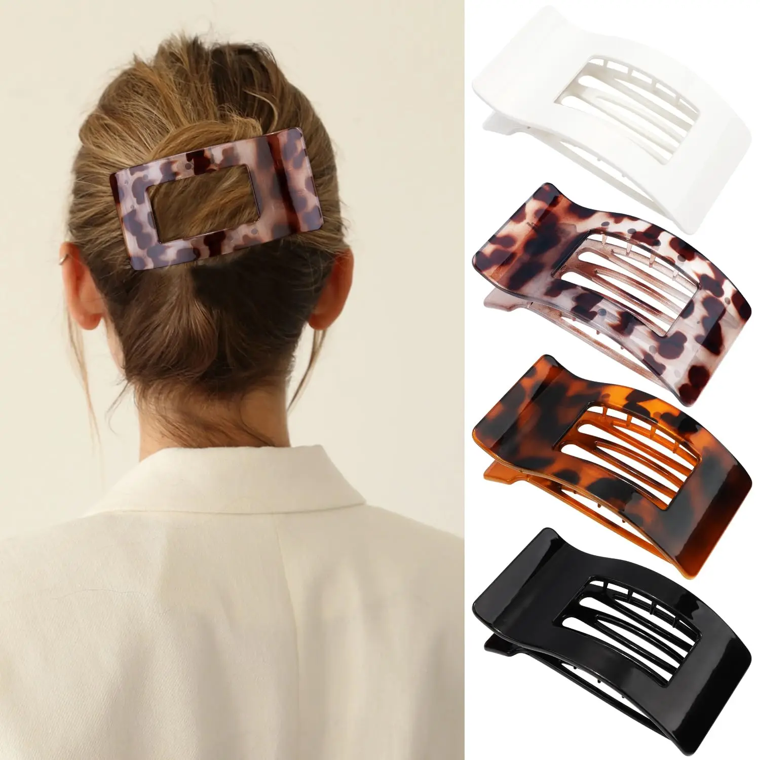 

Flat Hair Clips for Women Girls, Matte Lay Flat Claw Clips, Strong Hold Large Side Hair Clip All Hair