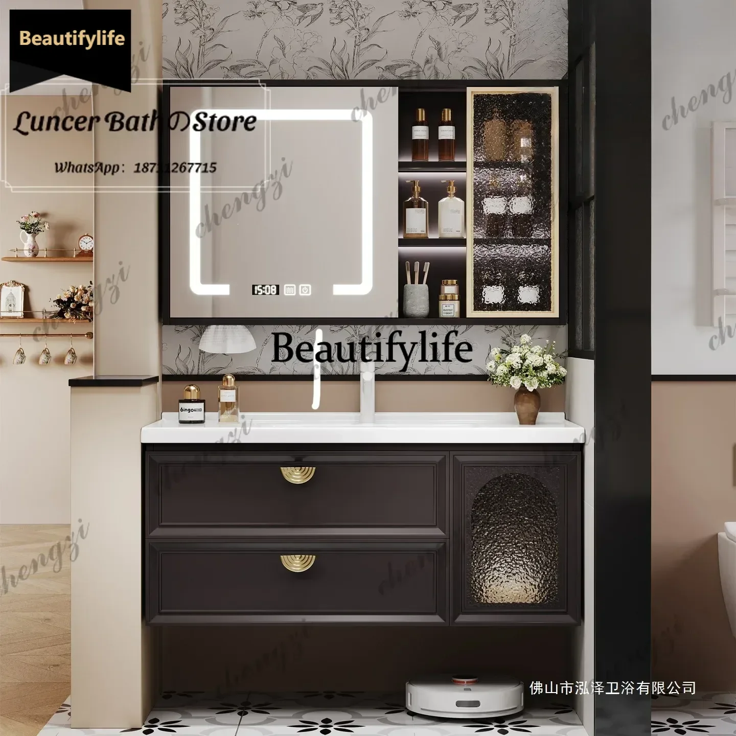 French ceramic integrated basin, bathroom cabinet combination wash basin, toilet washbasin, light luxury washbasin b567