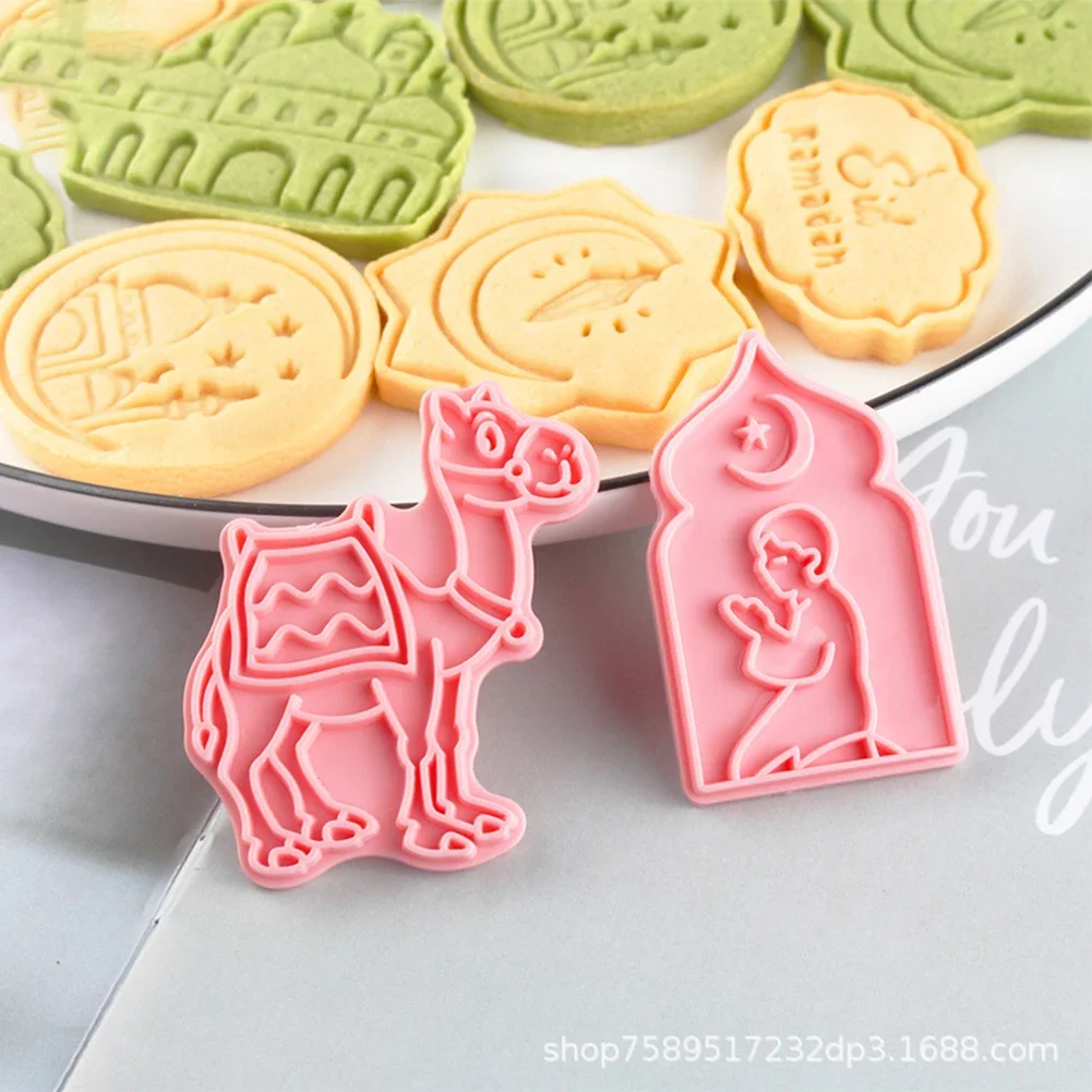 

8pcs/set Eid Mubarak 3D Cookie Cutters Set - Mosque Lantern Camel Star Moon Islamicate Party Baking Tools Accessories